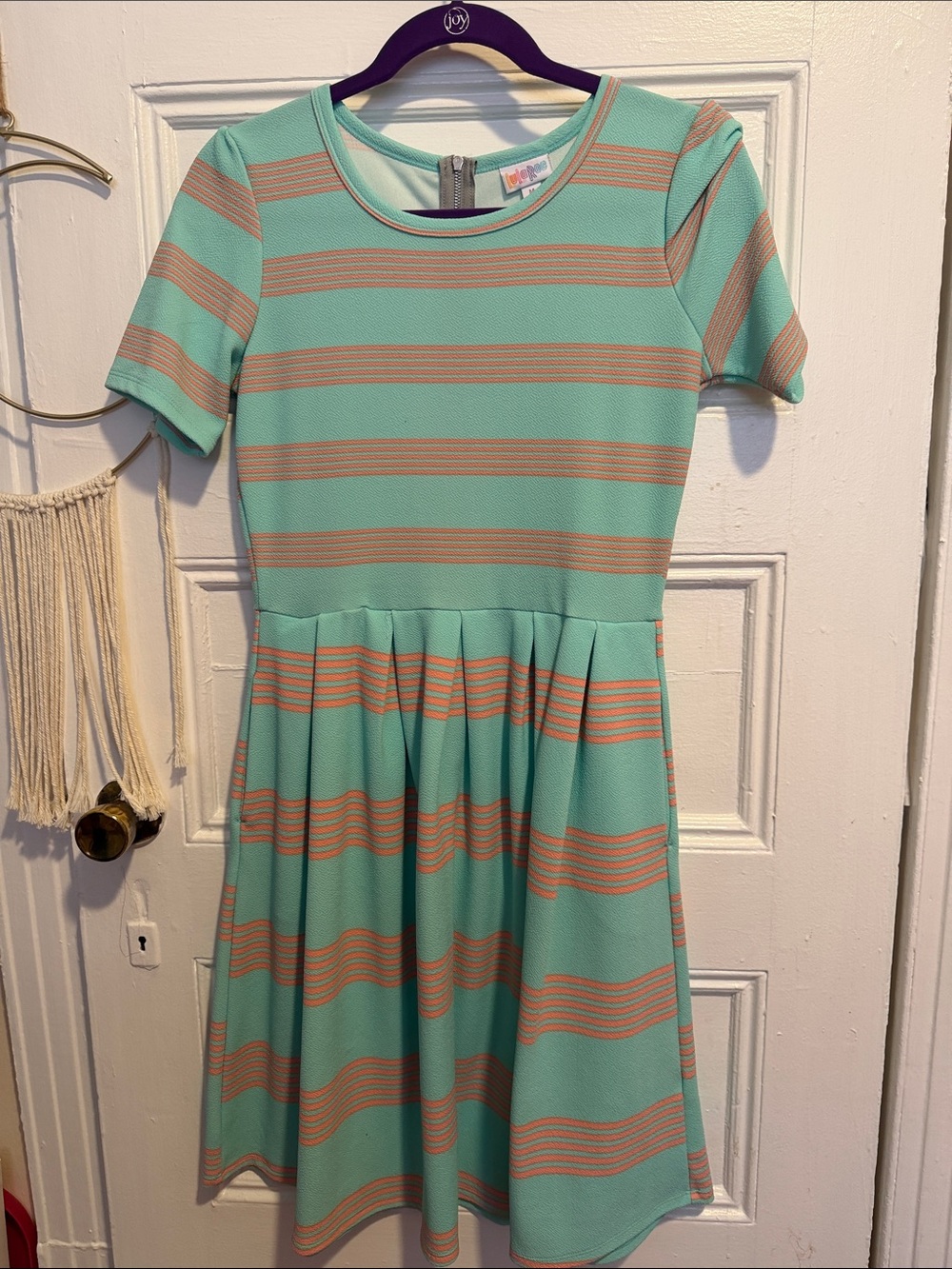 Women’s ' Striped Mint & Peach LuLaRoe Amelia Dress